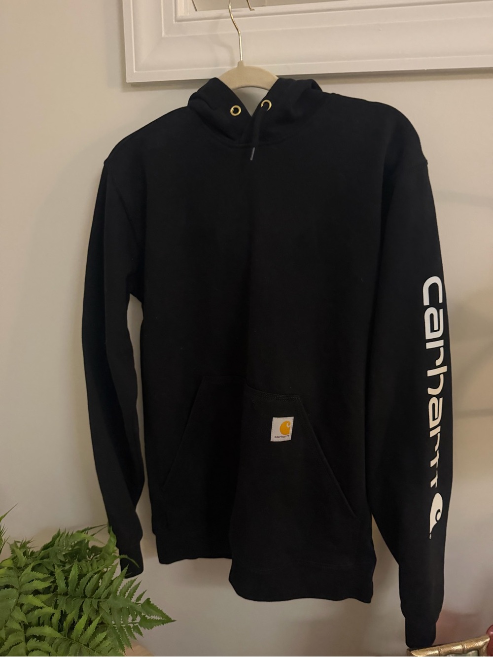 Carhartt Black Pullover Hoodie with Sleeve Logo